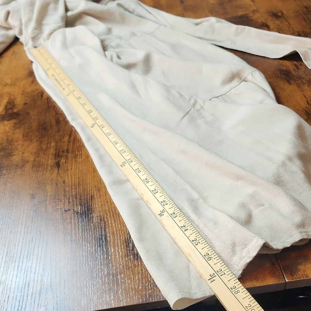 HAPPILY GREY | Beige Rayon Linen Blend Wide-Leg Tie Waist Boho Patch Pants | XL - Picture 11 of 11